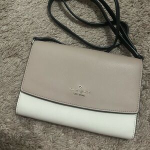 Kate Spade Taupe and White Crossbody Bag